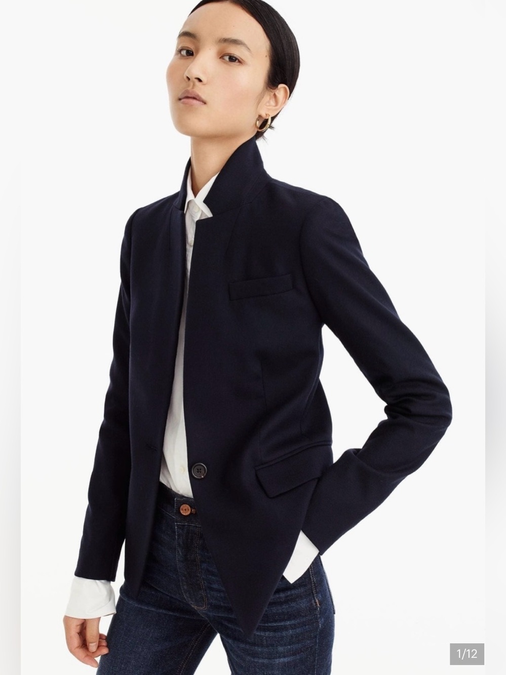 J crew regent navy Women's Tailored Stand-Collar Blazer size 8